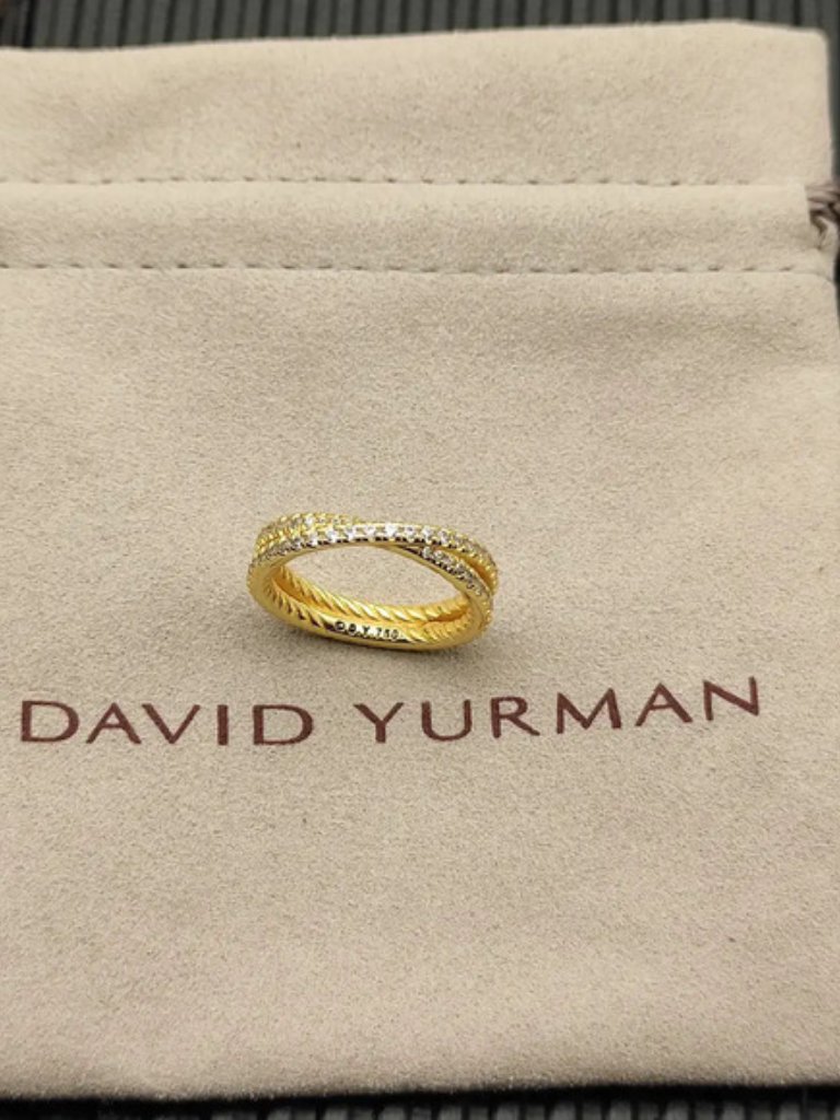 David Yurman Gold Diamond Crossover Band Ring